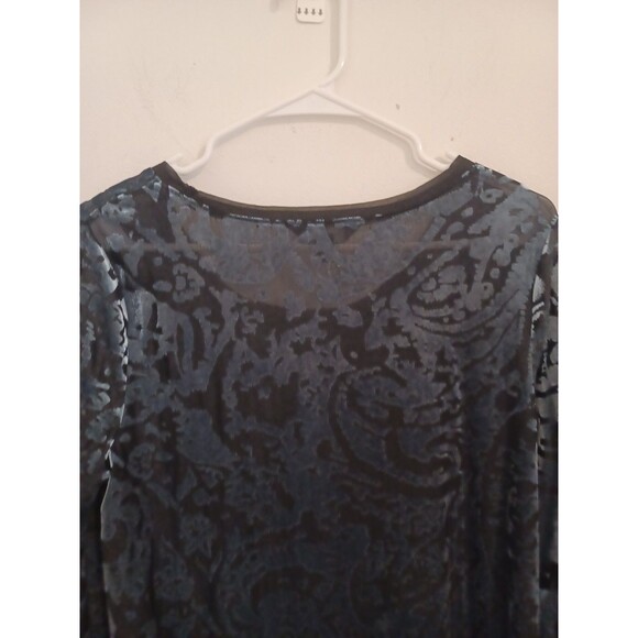 Simply Vera Wang Velvet Burnout Blouse L Gray Black Longsleeve Fairy Whimsigoth - Picture 10 of 10